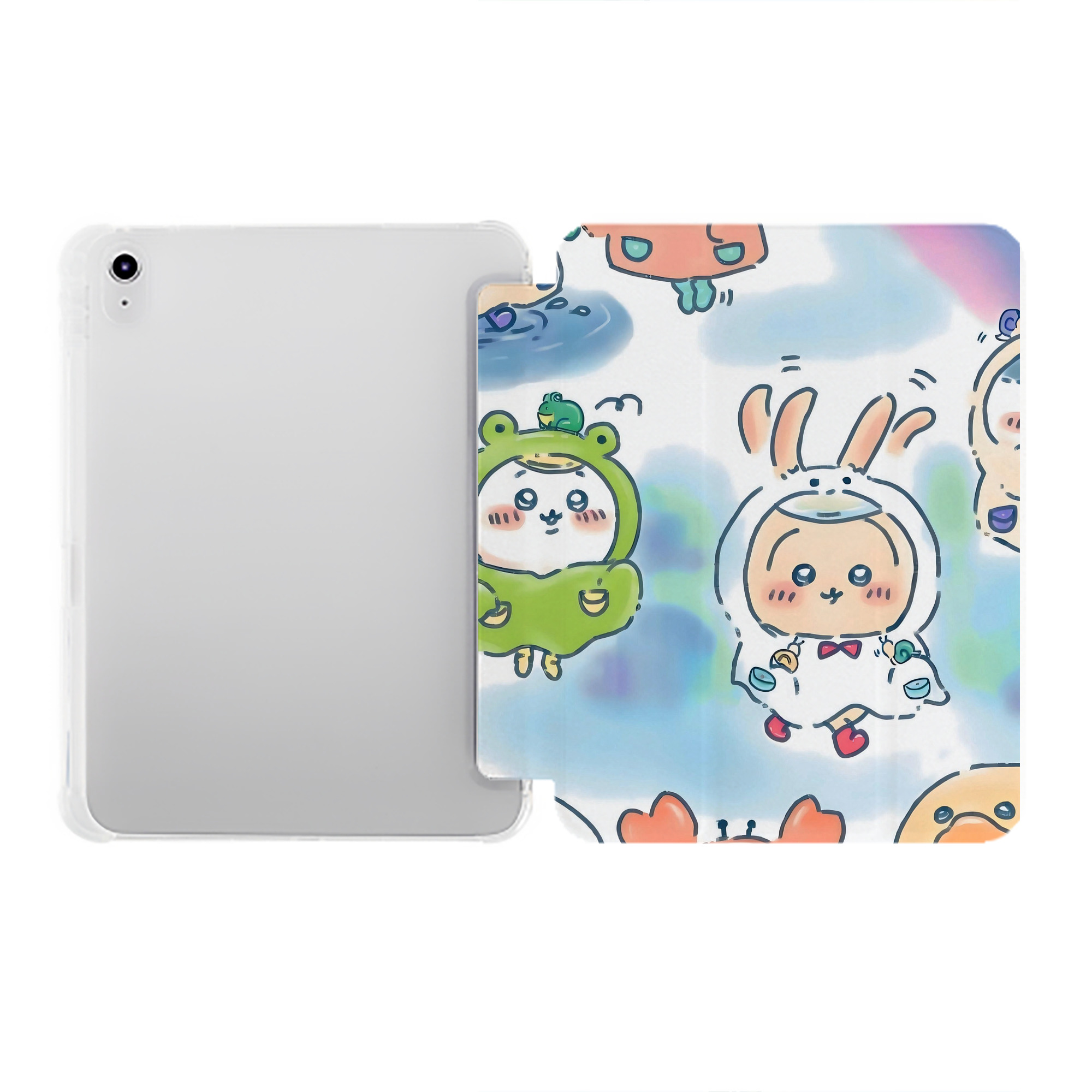 （画像用） ちいかわ Chii-kawa IPad ケース ペン収納付き 三つ折りスタンド PUレザー×シリコン 対応機種9.5/10.5/10.9インチ
